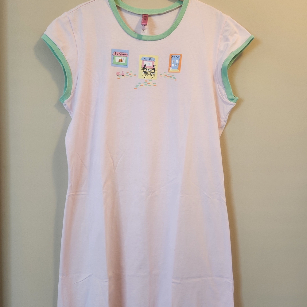 Pink Nightgown with Green Trim